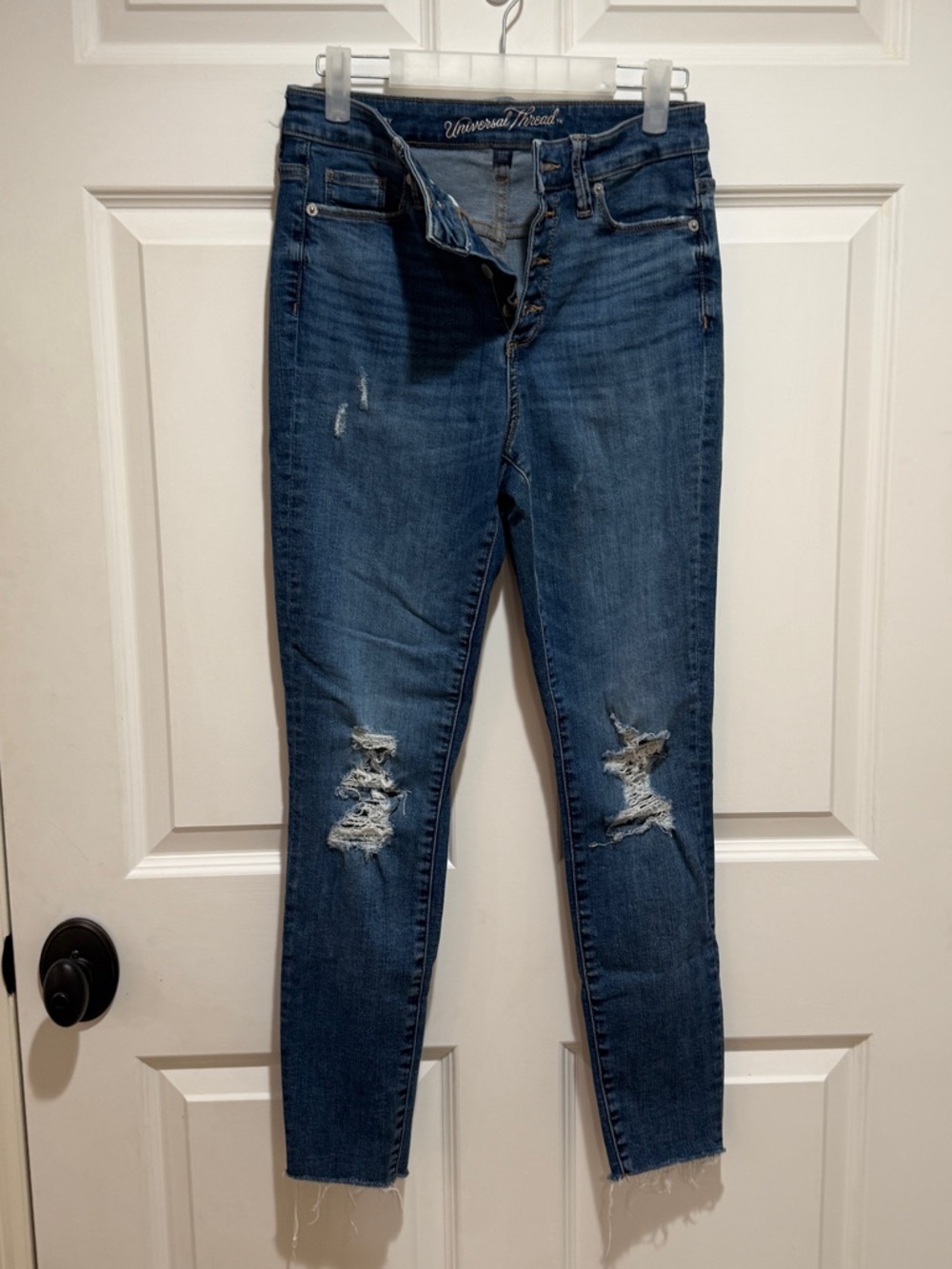 Universal Thread Women's Dark Blue Distressed Skinny Jeans